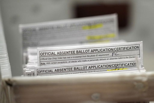 FILE - Absentee ballots during a count at the Wisconsin Center