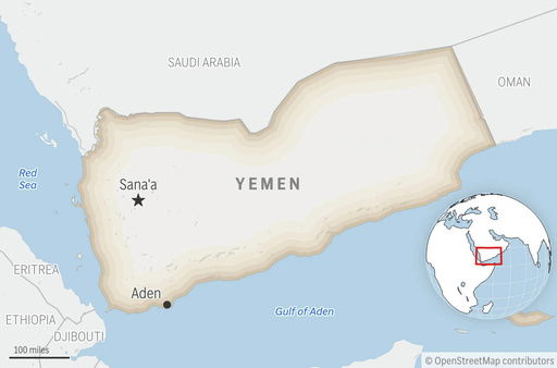 This is a locator map for Yemen with its capital