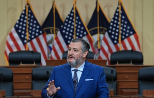 Sen. Ted Cruz (R-TX) delivers remarks during a press conference on Capitol Hill May 8. Cruz was on a pre-planned vacation in Greece with his family when devastating floods hit central Texas.