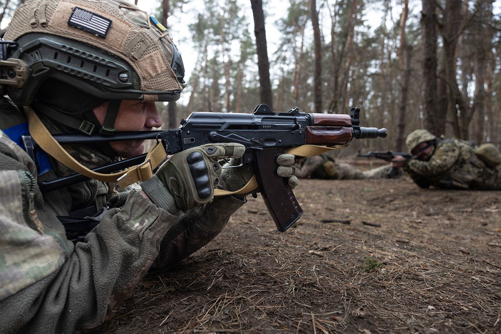<i>Paula Bronstein/Getty Images via CNN Newsource</i><br/>A newly recruited Ukrainian soldier with the 33rd Separate Mechanized Brigade practices shooting and reloading his gun during military training in Dnipropetrovsk