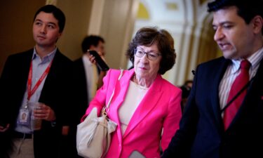 Sen. Susan Collins walks through the Capitol in Washington