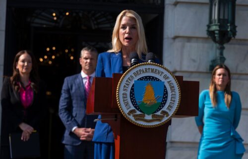 Attorney General Pam Bondi speaks during a news conference at the Department of Agriculture in Washington