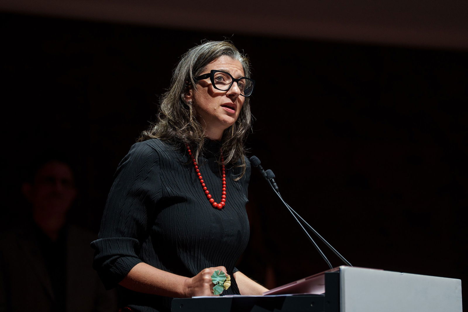 <i>Matias Chiofalo/Europa Press/Getty Images via CNN Newsource</i><br/>Francesca Albanese speaks during the gala of the Publico 2025 Awards at CaixaForum Madrid on June 25 in Madrid