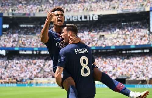 Fabián Ruiz (No. 8) scored twice as PSG booked its spot in the Club World Cup final with its emphatic victory over Real Madrid.