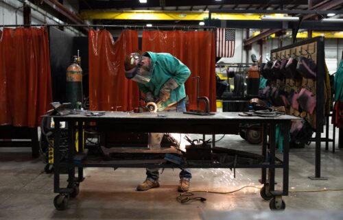 A student does steel work during an apprenticeship in Dayton
