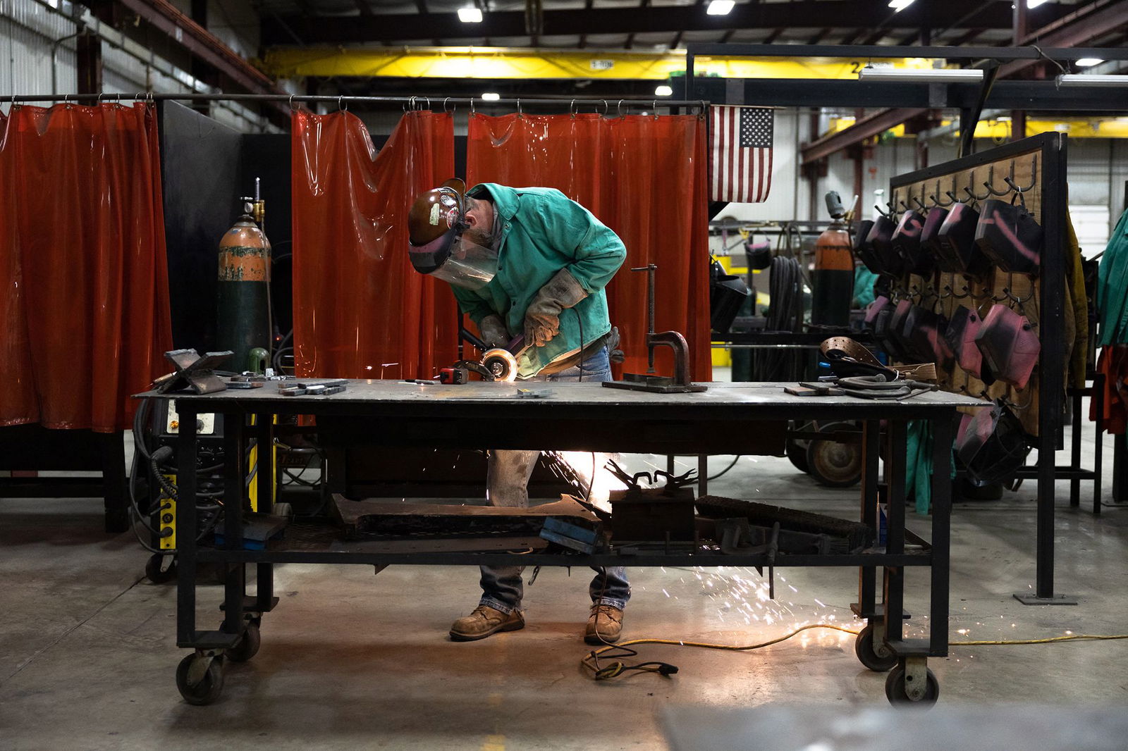 <i>Megan Jelinger/AFP/Getty Images via CNN Newsource</i><br/>A student does steel work during an apprenticeship in Dayton