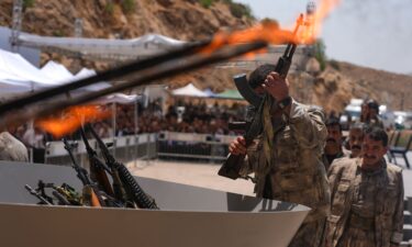 PKK weapons being destroyed in Sulaymaniyah