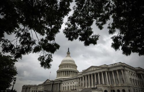 Storm clouds hang over the Capitol building