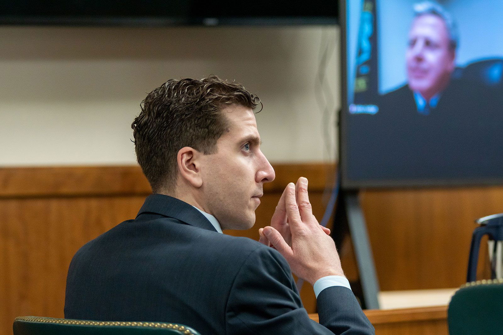 <i>Pool/Getty Images via CNN Newsource</i><br/>Bryan Kohberger listens as defense attorney Jay Logsdon presents oral arguments in favor of overturning Kohberger's grand jury indictment in Moscow