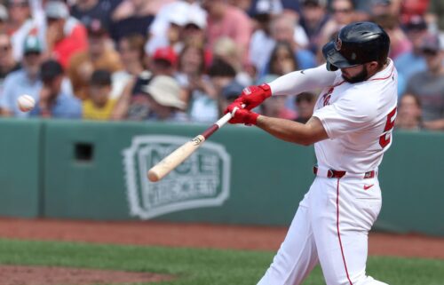 Boston Red Sox outfielder Wilyer Abreu batting in the seventh inning against the Toronto Blue Jays at Fenway Park on June 29.