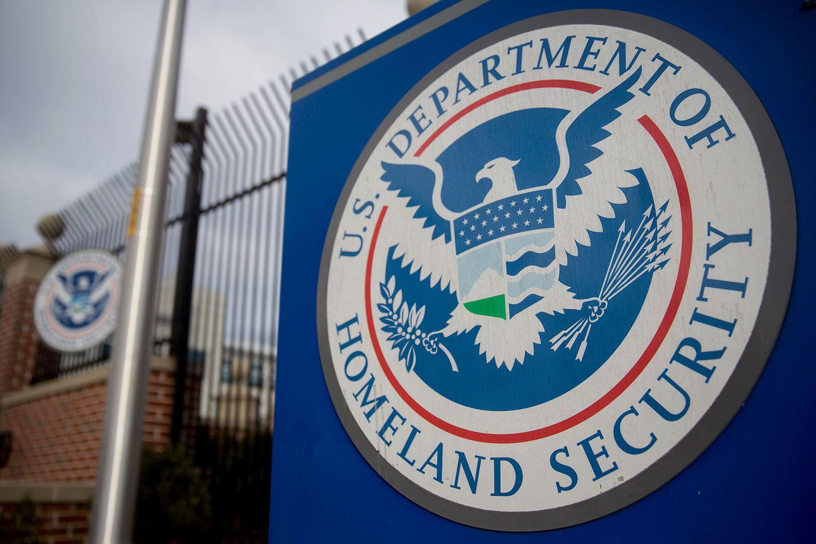 <i>Andrew Harrer/Bloomberg/Getty Images/File via CNN Newsource</i><br/>The U.S. Department of Homeland Security (DHS) seal stands at the agency's headquarters in Washington