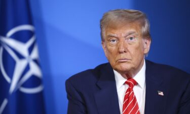 US President Donald Trump looks on next to NATO Secretary General Mark Rutte (not pictured) at the NATO summit of heads of state and government in The Hague on June 25.