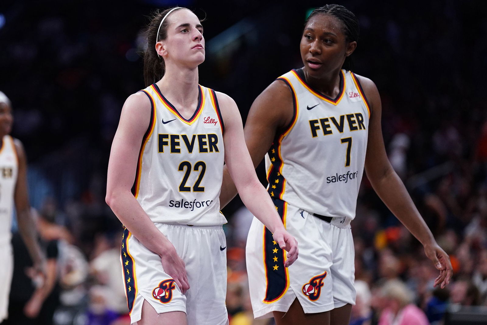 <i>David Butler II/Imagn Images/Reuters via CNN Newsource</i><br/>Caitlin Clark was forced to sit out in the final minute after suffering an apparent groin injury.