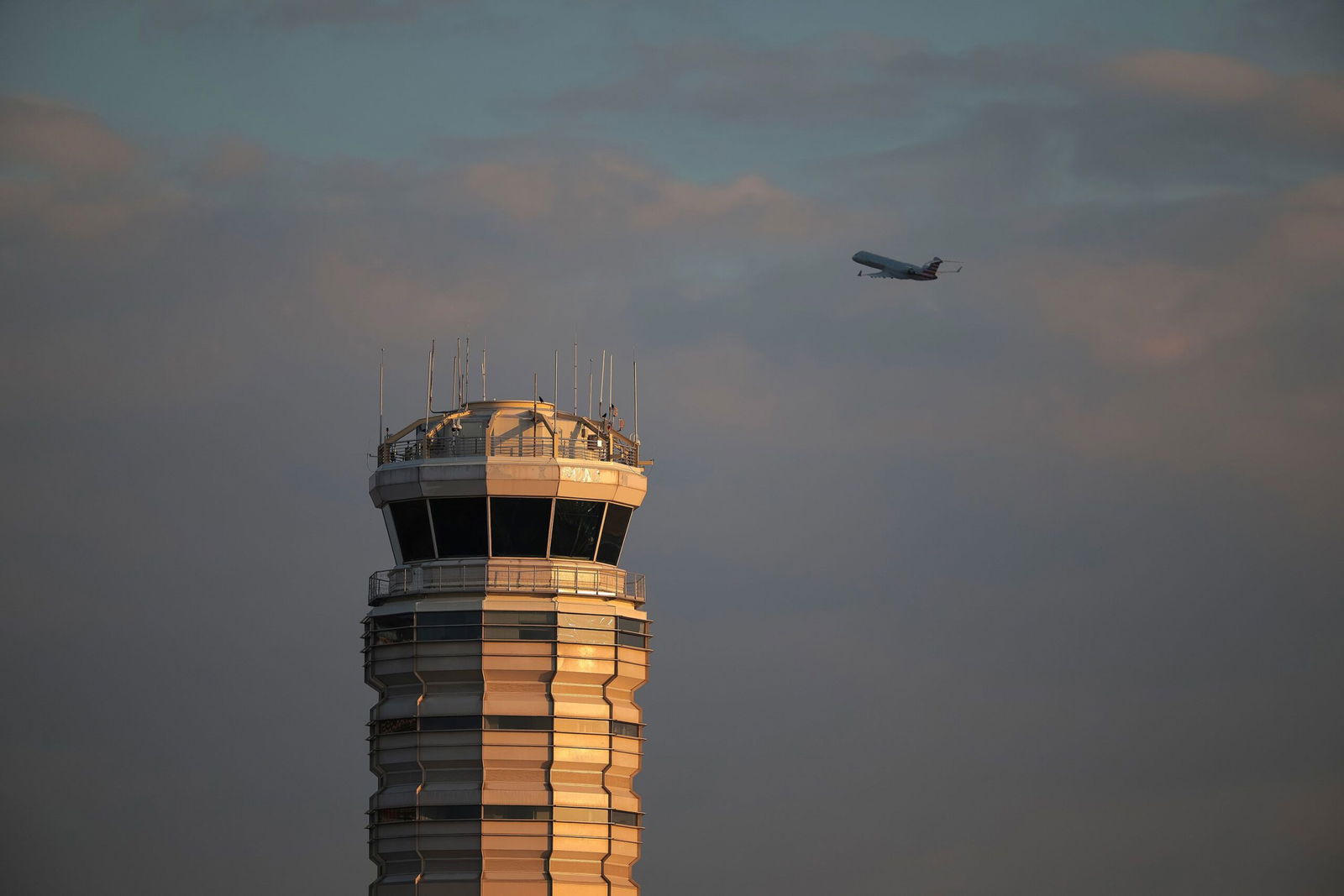 <i>Kayla Bartkowski/Getty Images via CNN Newsource</i><br/>The air traffic control tower at Reagan National Airport in Arlington