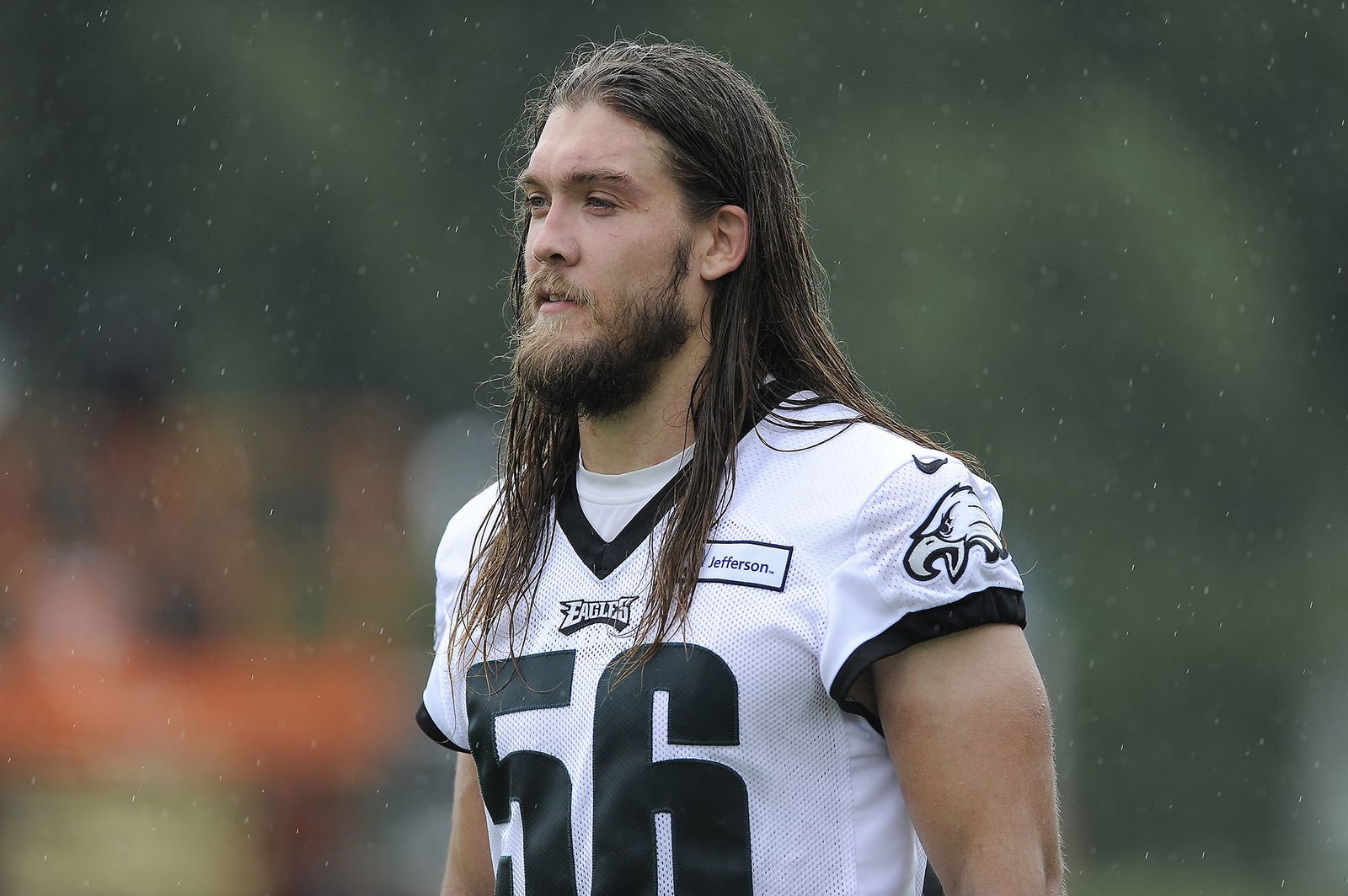 <i>Leon Halip/Getty Images via CNN Newsource</i><br/>Braman (No. 56) won a Super Bowl ring with the Eagles.