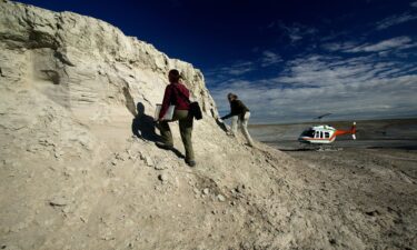 Researchers surveying the Haughton Formation