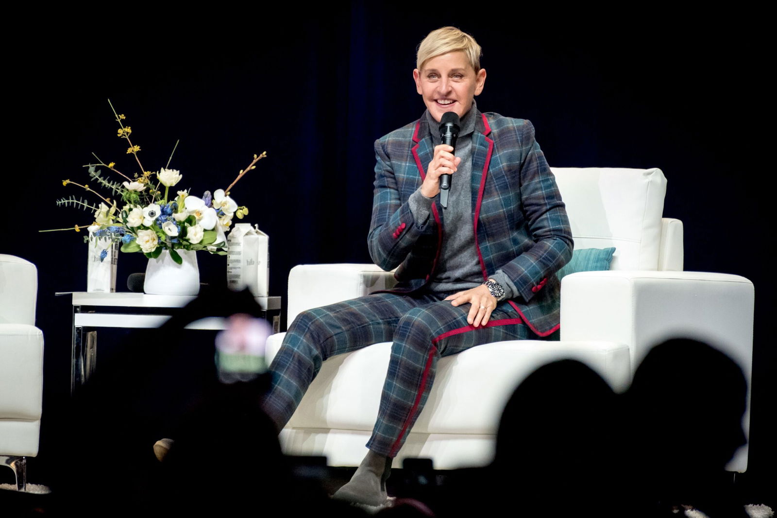 <i>SOPA/Getty Images via CNN Newsource</i><br/>Ellen DeGeneres speaks at Toronto's Scotiabank Arena for a moderated Q&A on March 3