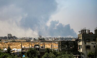 Smoke billows from Israeli bombardment as pictured from Deir al-Balah in the central Gaza Strip on July 21.