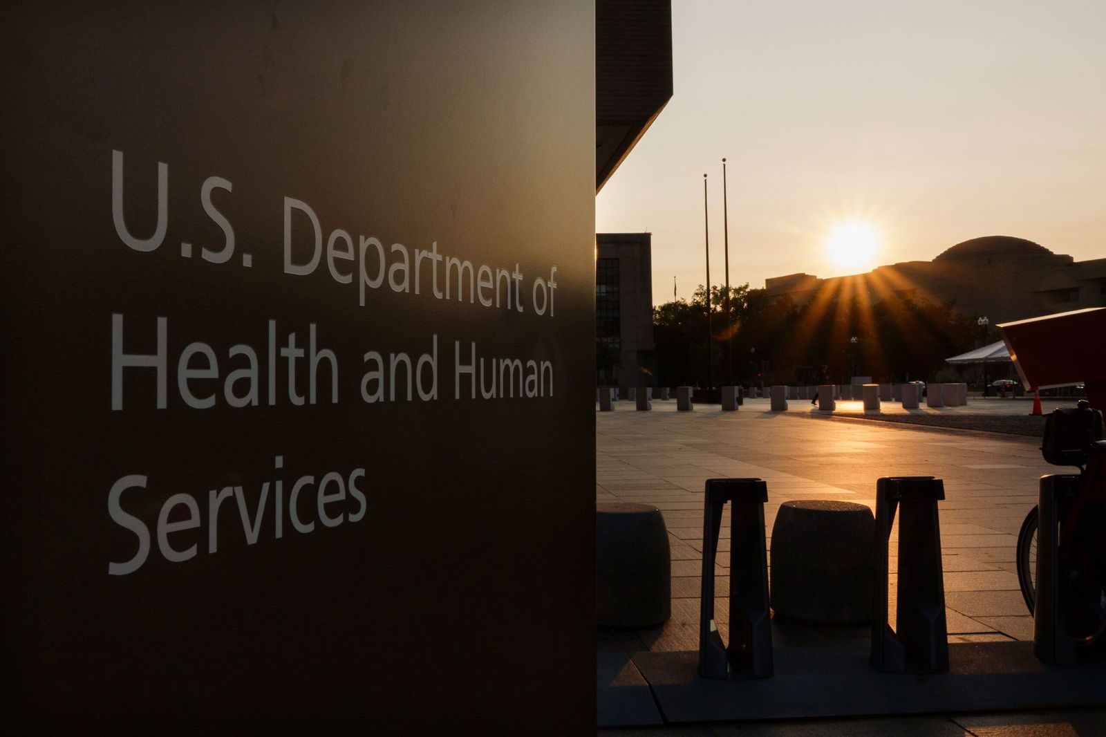 <i>Kevin Carter/Getty Images via CNN Newsource</i><br/>A sign is displayed outside of the U.S. Department of Health and Human Services (HHS) headquarters at the Hubert H. Humphrey Building on June 2 in Washington