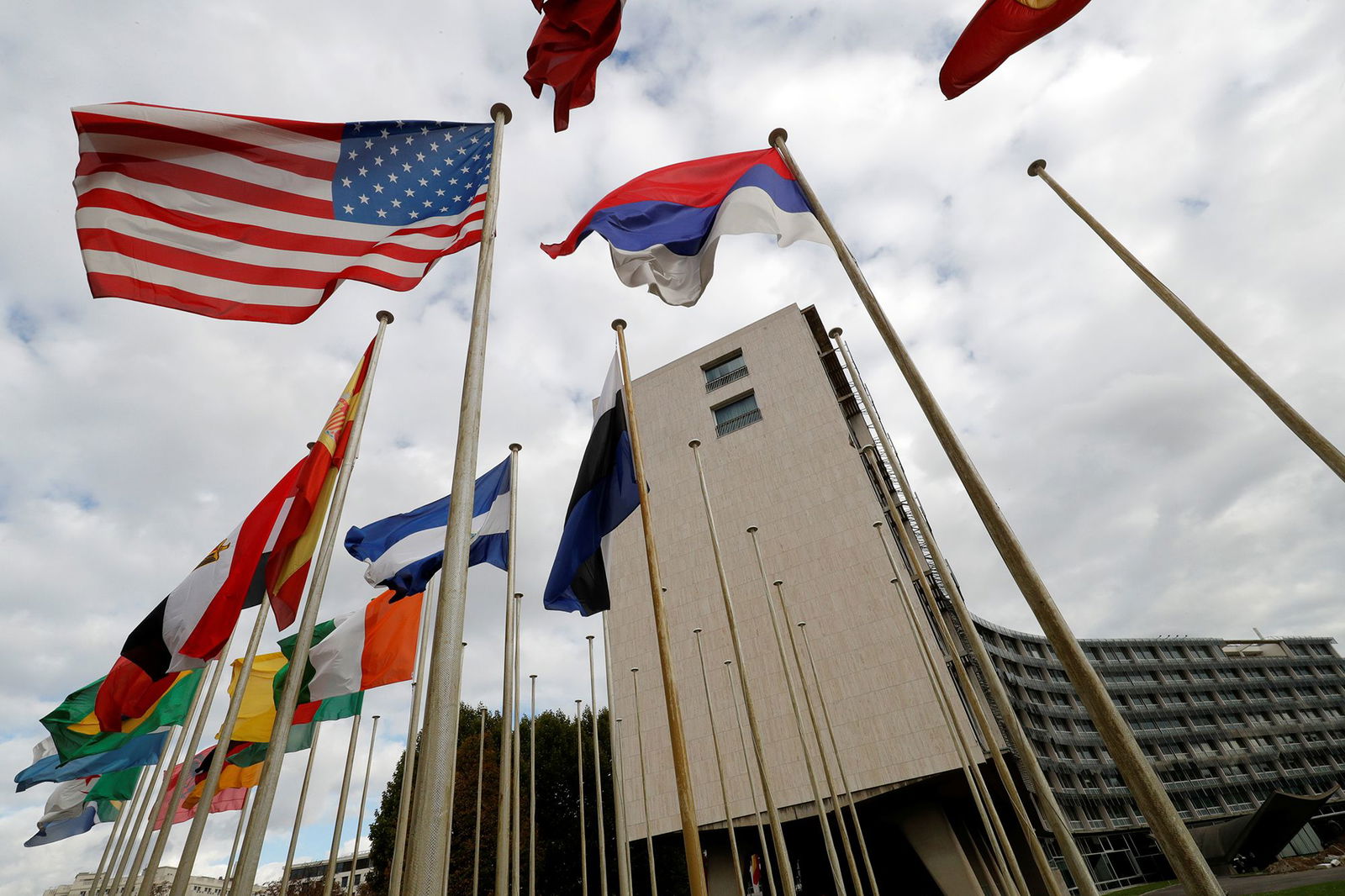 <i>Philippe Wojazer/Reuters via CNN Newsource</i><br/>An American flag flies outside the headquarters of the United Nations Educational