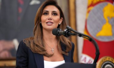 White House Presidential Counselor Alina Habba delivers remarks before being sworn in as the interim U.S. Attorney for New Jersey in the Oval Office at the White House on March 28 in Washington