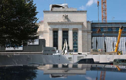 The Federal Reserve building is undergoing construction. President Donald Trump will join a tour of the Federal Reserve building in Washington