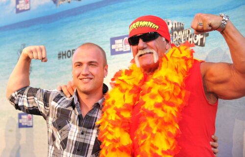 Wrestler Hulk Hogan (R) and son Nick Hogan arrive at the Comedy Central Roast Of David Hasselhoff held at Sony Pictures Studios on August 1
