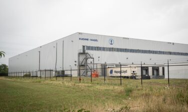 The Khehne and Nagel warehouse storing millions of contraceptives is seen in Geel