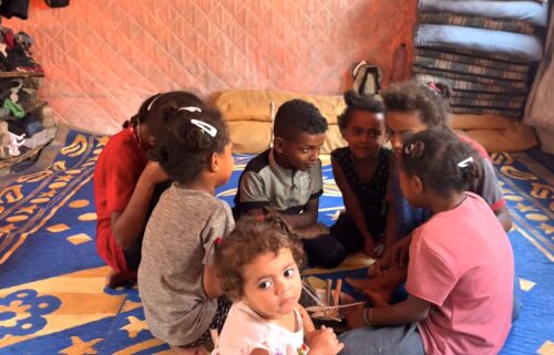 Um El-Abed has eight children to feed. A bowl of soup is hardly enough.