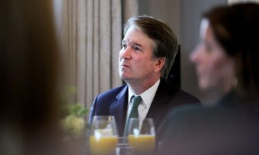Supreme Court Justice Brett Kavanaugh listens to remarks at Vice President JD Vance's residence during a visit by Irish Taoiseach (Prime Minister) Micheal Martin