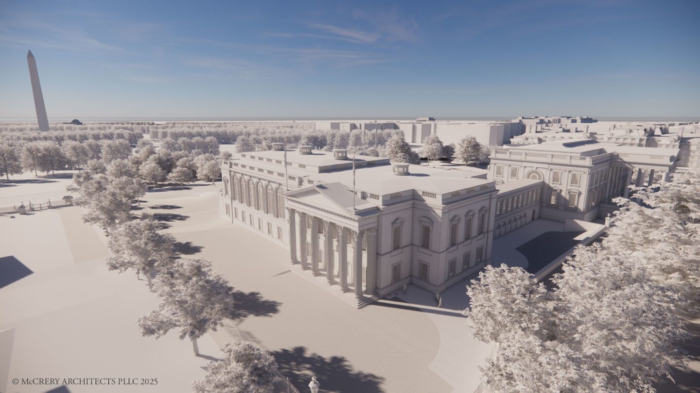 <i>McCrery Architects PLLC/The White House via CNN Newsource</i><br/>A rendering of the White House State ballroom.