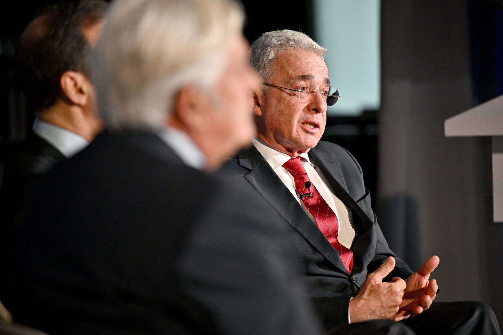 <i>Jon Cherry/Getty Images via CNN Newsource</i><br/>Colombia's former President Álvaro Uribe at the 2022 Concordia Lexington Summit in Lexington