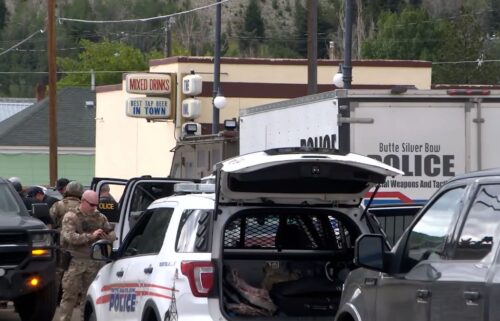 Police work the scene of a shooting in Anaconda