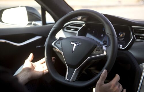 New Autopilot features are demonstrated in a Tesla Model S during a Tesla event in Palo Alto