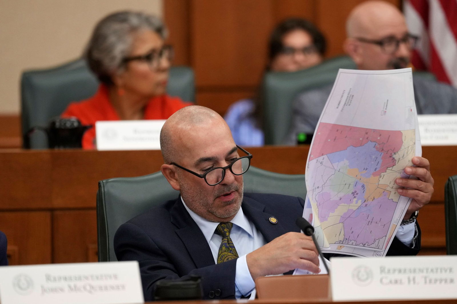 <i>Raquel Natalicchio/Houston Chronicle/Getty Images via CNN Newsource</i><br/>People and elected officials gather for a public hearing on the proposed congressional redistricting on Saturday