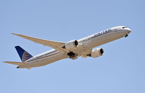 Boeing 787 Dreamliner United Airlines aircraft at the international airport Leonardo Da Vinci. Fiumicino