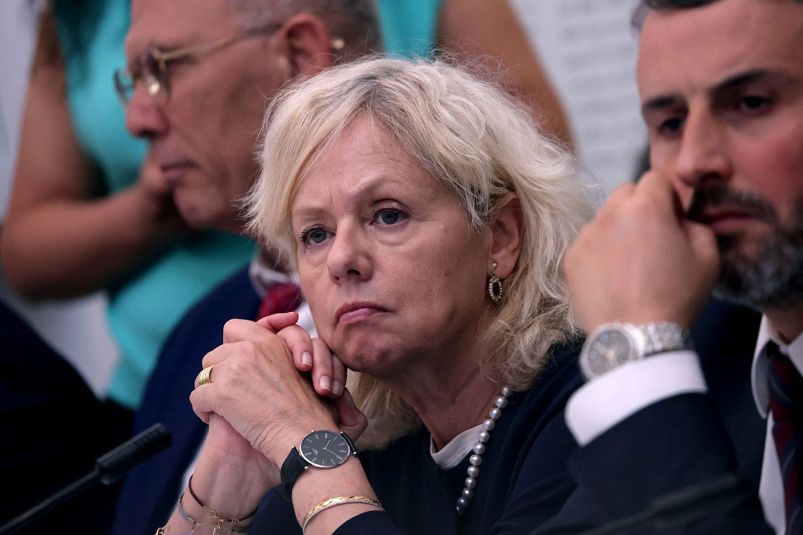 <i>Gil Cohen-Magen/Pool/Reuters via CNN Newsource</i><br/>Israel's Attorney General Gali Baharav-Miara listens on as she attends a cabinet meeting at the Bible Lands Museum in Jerusalem on June 5