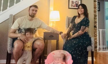 Paola Clouatre is reunited with her husband and children after months in ICE detention. Portions of this image were obscured by CNN to protect the identity of minors.