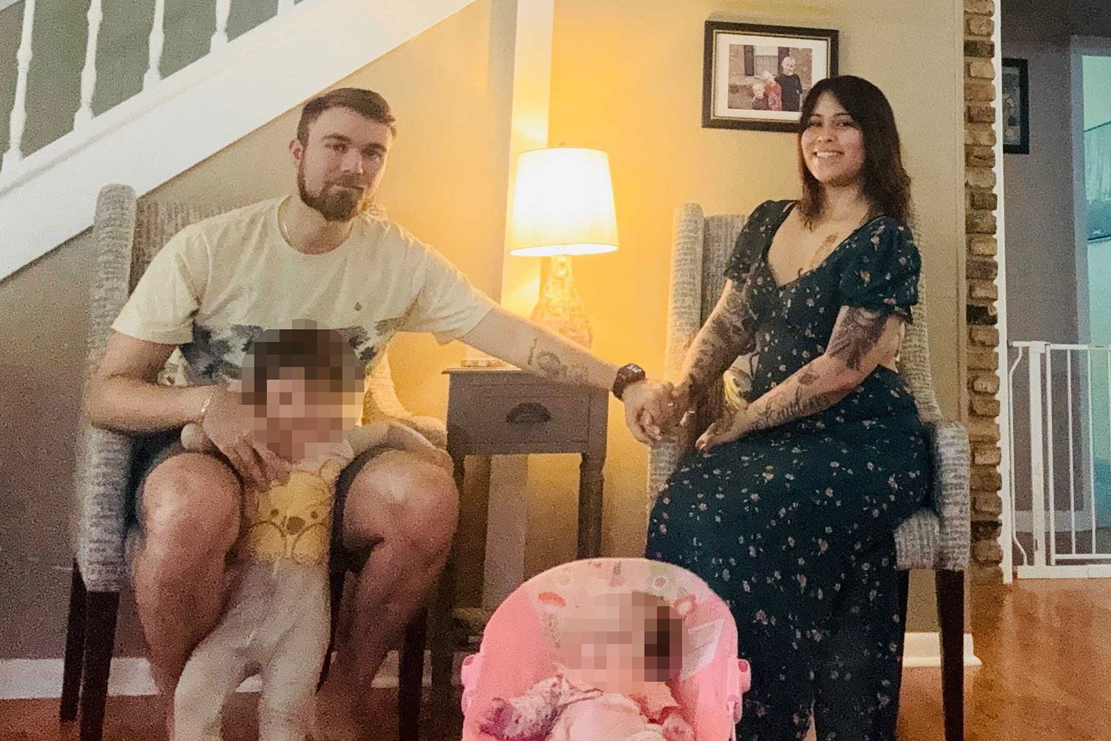<i>Courtesy Paola Clouatre via CNN Newsource</i><br/>Paola Clouatre is reunited with her husband and children after months in ICE detention. Portions of this image were obscured by CNN to protect the identity of minors.