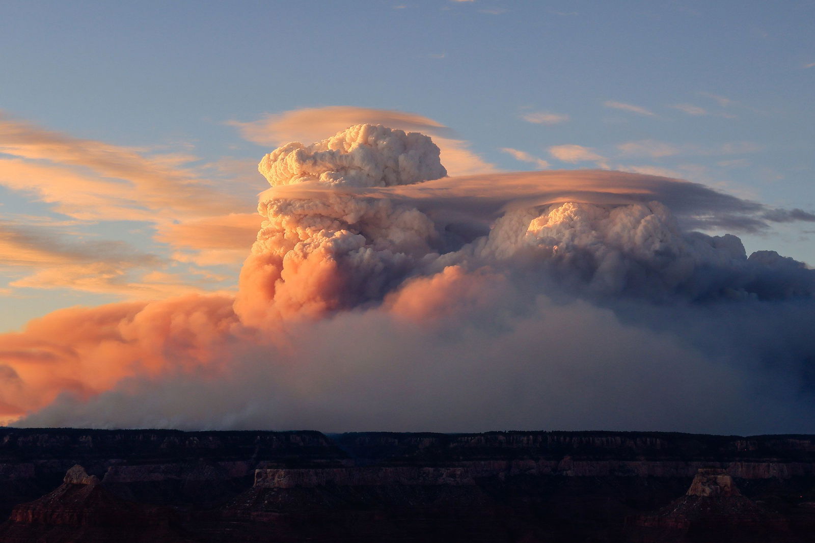 <i>Lin Chao/AP via CNN Newsource</i><br/>Pyrocumulus clouds formed by the Dragon Bravo Fire are seen at the Grand Canyon in northern Arizona on Sunday
