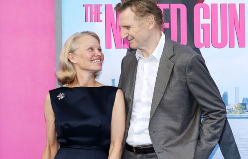 Pamela Anderson and Liam Neeson attend "The Naked Gun" New York Premiere on July 28
