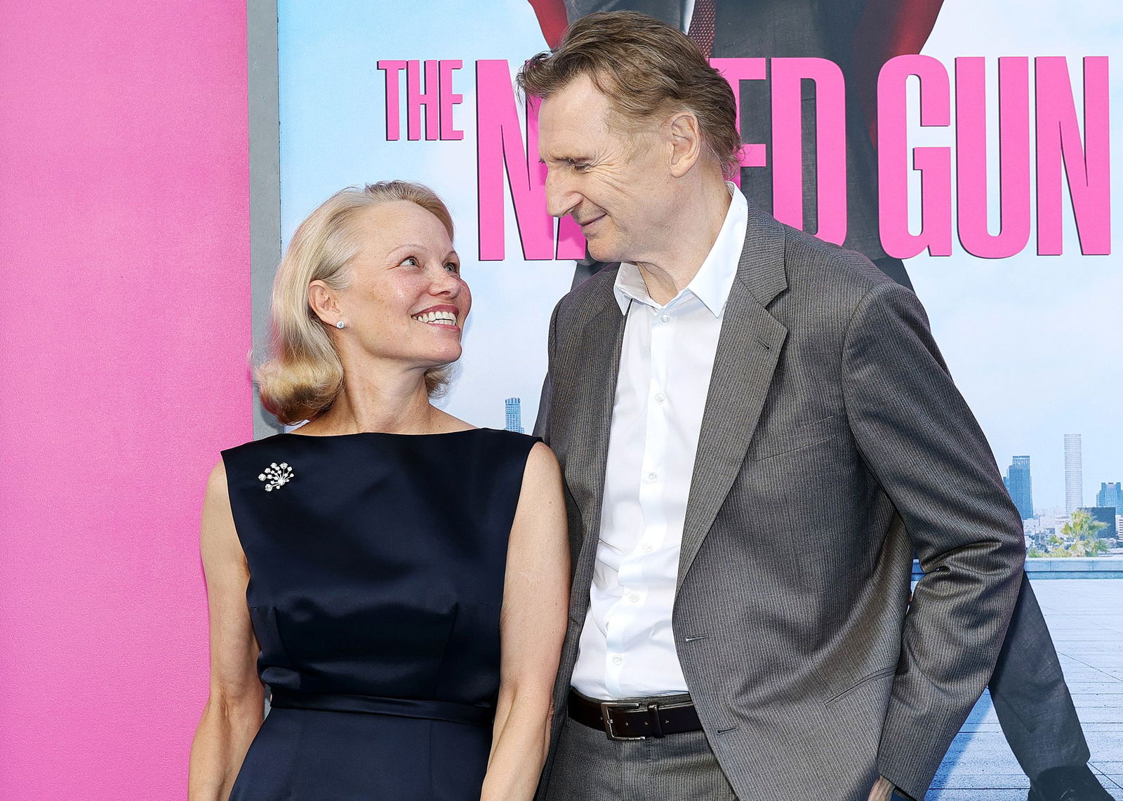 <i>Dia Dipasupil/Getty Images via CNN Newsource</i><br/>Pamela Anderson and Liam Neeson attend 