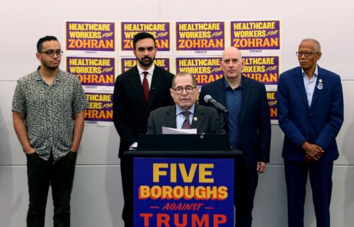 Rep. Jerry Nadler speaks during a Zohran Mamdani press conference at the 1199SEIU headquarters on August 11 in New York City.