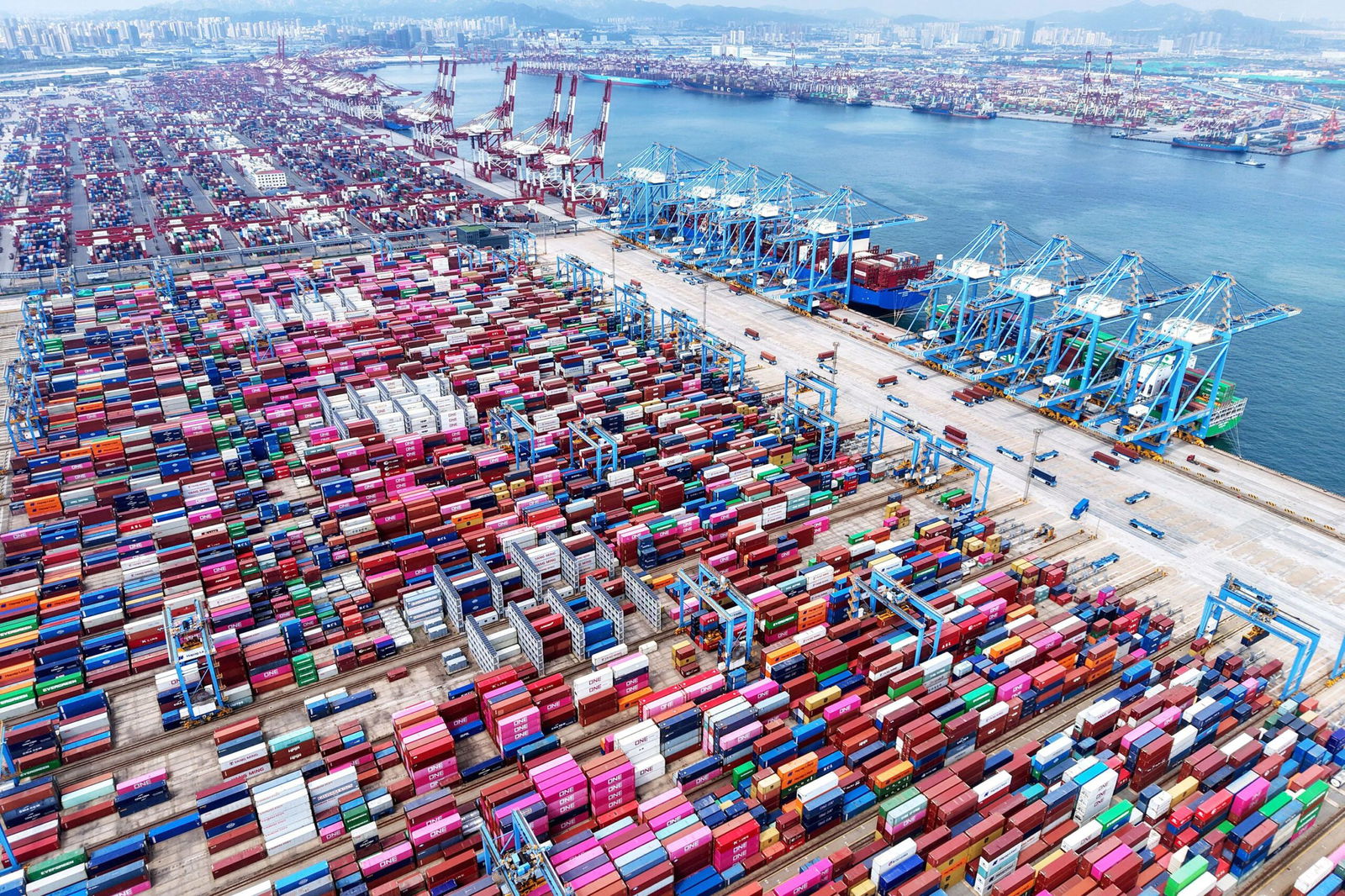 <i>STR/AFP/Getty Images via CNN Newsource</i><br/>Containers are seen at the port in Qingdao
