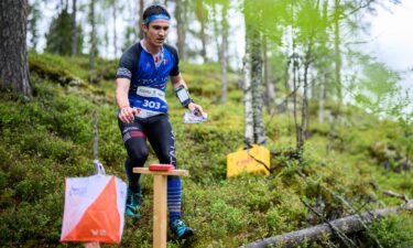 Mattia Debertolis competes in men's middle distance qualification race at the 2025 World Orienteering Championship in Tahko