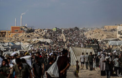 Palestinians gather near Gaza's Zikim crossing