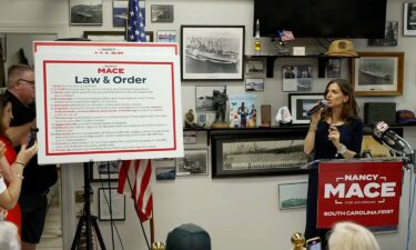 Rep. Nancy Mace speaks during a town hall in Myrtle Beach