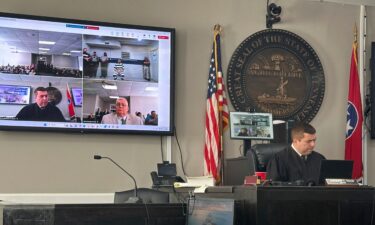 Judge Andrew T. Cook speaks to Austin Drummond via video conference during an arraignment in Tiptonville