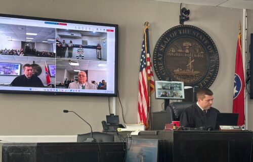Judge Andrew T. Cook speaks to Austin Drummond via video conference during an arraignment in Tiptonville