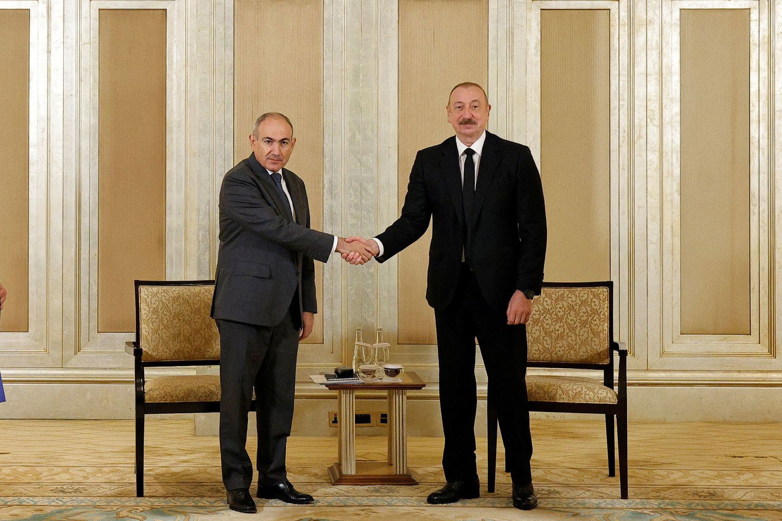 <i>Press Service of Prime Minister/Handout/Reuters via CNN Newsource</i><br/>Armenian Prime Minister Nikol Pashinyan and Azerbaijani President Ilham Aliyev meet in Abu Dhabi